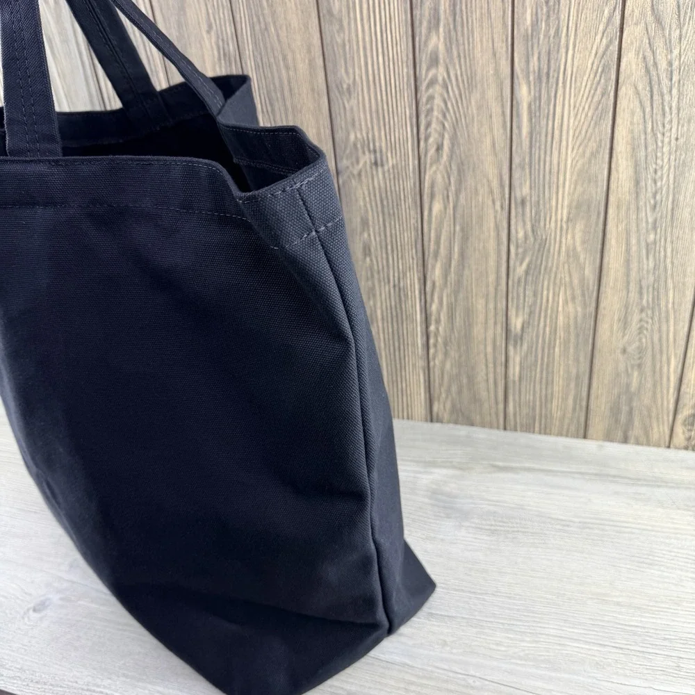 GOODLIFE Large Black Canvas Tote Bag Made in USA Logo Shoulder Shopper Pocket